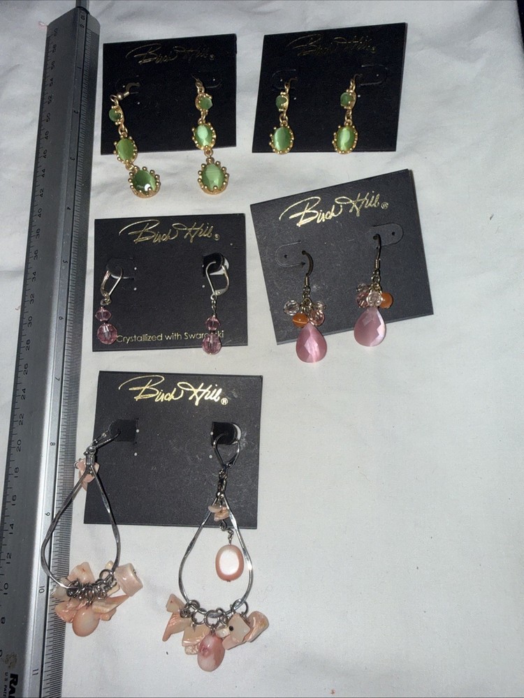 NOS Vintage 2000s Birch Hill Earrings Lot 5 Pairs Swarovski Crystal Y2K Boho