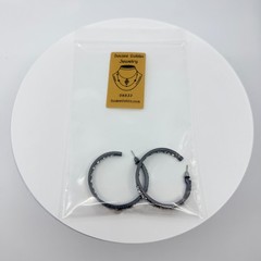 VTG Gunmetal Rhinestone Hoop Earrings Thick Baguette Crystal Inside Out Glitz