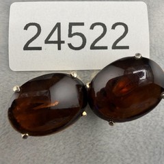 Vintage Schiaparelli Clip On Earrings Gold Tone Brown Glass