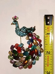 Multicolor Rainbow Rhinestone Peacock Brooch