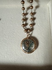 Vintage Real Preserved Seahorse Necklace Earrings Set Lucite Nautical Gold Tone
