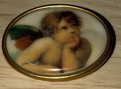 Vintage Cherub Portrait Cameo Brooch 2”