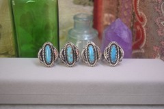 4 Vintage Sterling Turquoise Old Pawn Matching Rings x 4 Lot