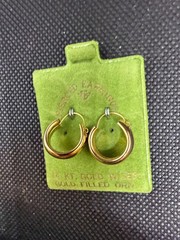 Vintage Solid 14kt Gold Earwire Gold Filled Hoop Earrings 1.34g NOS