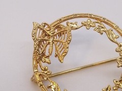 ’30s Antique Butterfly BELAIS Art Deco 10K Gold Filigree Brooch Pin 1.3 grams