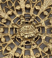 Vintage Graziano Mandala Pendant Necklace Cloisonne Beads Gold tone Statement