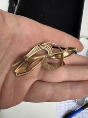 VINTAGE SIGNED GERMANY 1/80/18KT RGP ROLLED GOLD PLATE PIN BROOCH 2.5”