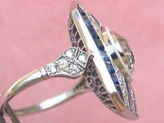 2.45Ct White Round & Blue Princess CZ Vintage Ring In 925 Sterling Silver