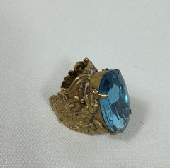 Vintage Gemstone Womens Ring Blue Gold Color Twisted Adjustable Band Jewelry