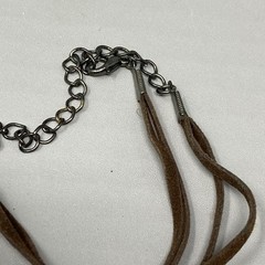 Pendant Necklace Blue Brown Glass Beads Acrylic Teardrop Brown Cord Chain Collar