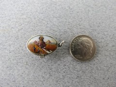 Antique Egyptian Revival Baby Moses Basket Charm with Baby 800 Silver Enamel