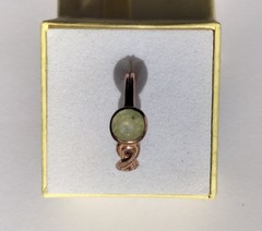 Vintage Rose Gold Plated Silver & Prehnite Ring, Infinity Theme, P (17.75 mm)