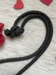 Vintage flying colors signed ceramic red bow Black Cord necklace