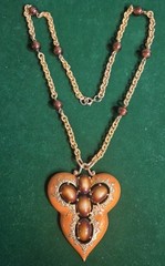 Vintage SIGNED JOMAZ Statement Pendant Gold Tone Necklace Faux Tortoise Cabochon