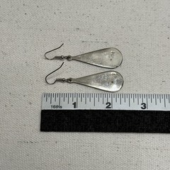 Alpaca Mexico Earrings – Teardrop Dangle with Shell Inlay and Black Enamel