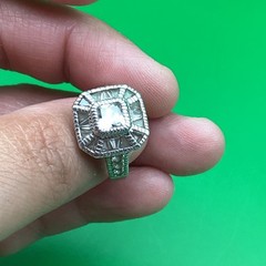 Art Deco 925 CZ Style Statement Ring Size 7 Vintage