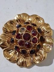 Vtg Costume Jewelry (4) Brooches Lot Signed Unsigned Rhinestone Missing
