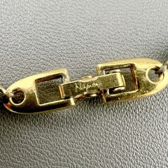Vintage Napier Necklace Chunky Black Gold Tone Oval Lucite Signed 16”