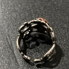 vintage ring size 7 adjusts scroll work burgundy stone