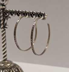 Unique Vintage Sterling Silver 45mm Hoop Earrings Signed Hoopea