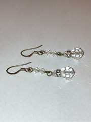Vintage Aurora Borealis Crystal Drop Silver Dangle Earrings Art Deco Jewelry