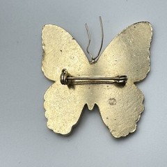 Yellow Green Blue White Goldtone Enameled Butterfly Brooch Pin