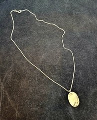 Vtg Signed Scrimshaw Pendant Necklace 925 Diagonal Italy Sterling Silver Chain