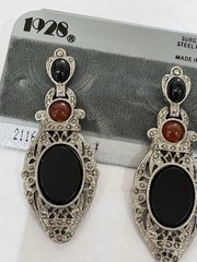 1928 Vintage Large Glitzy Earrings and Brooch