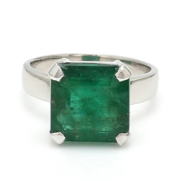 3.80Ct Natural Emerald Art Deco Antique Vintage Wedding Ring 925 Sterling Silver