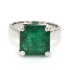 3.80Ct Natural Emerald Art Deco Antique Vintage Wedding Ring 925 Sterling Silver