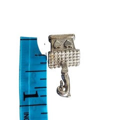 Vintage Silver PL House Charm with Heart Windows Pendant 0.75 Inch