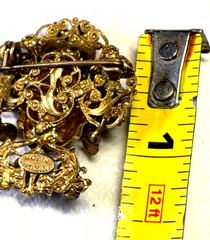 Antique Czech Art Deco Bohemian Glass Filigree Enamel Brooch Turban Sultan 1920s