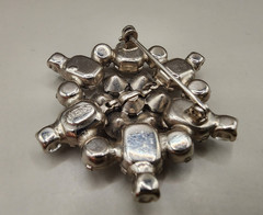 Vintage WEISS Clear Rhinestone Snowflake Brooch Pin Silver Tone Art Deco Style