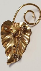 Barclay Brooch Pin Pendant 12kt 1/20 Gold Filled Faux Turquoise Enamel Leaf