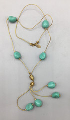 Miriam Haskell 26″ Turquoise Necklace w/2-5″ Pendants Vintage