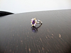 VINTAGE FLORAL PRONG SET AMETHYST PINK YELLOW CLEAR TOPAZ RING SILVER 925 SZ 6.5