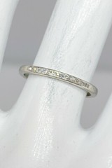 Antique 1920s Engraved .25ct VS G Diamond Platinum Wedding Band Ring