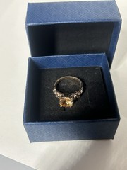 Vintage Orange Cubic Zirconia Ring Gold Plated Womens Size 5