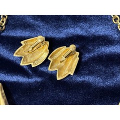 Vintage Matte Gold Abstract Stem Choker Necklace Bracelet Earrings Set 90’s