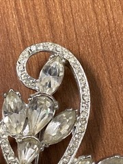 vintage rhinestone floral spray brooch, similar to designs from the 1940s-1950s