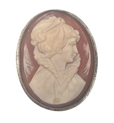Vintage 900 Silver Cameo Brooch – Hand‑Carved Shell Portrait, Antique