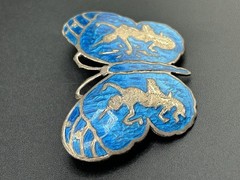 Siam Niello Sterling Silver Blue Butterfly Brooch