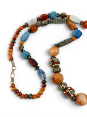 Vintage Himalayan Nepal Tibetan Necklace Turquoise Agate Carnelian Beads 32″