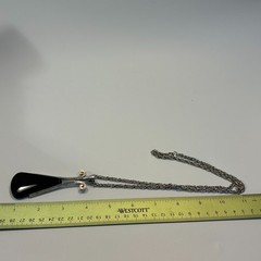 Silver Tone Necklace Vintage Classic Elegance Avon Ebony Teardrop from 1974 Goth