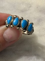 Vtg Wheeler Co. 4 Stone Turquoise Row Ring Sterling Silver 10.5 Boxed