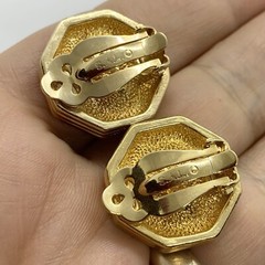 VTG SWAROVSKI CRYSTAL SIGNED SAL GEOMETRIC EARRINGS CLIP-ON OCTAGON CLEAR
