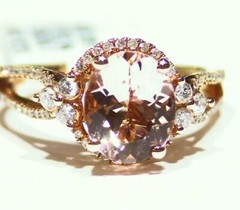 2.66CT 14K Gold Natural Morganite White Diamond Vintage Halo Engagement Ring