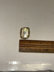 Vintage Art Deco White Mother of Pearl Inset Paste Stone Goldtone Brooch