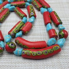 Vintage Venetian Gabri Style Glass Howlite Stone Beaded Necklace
