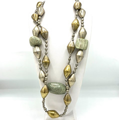 Vintage Tribal Necklace Set Mixed Metal Beads Natural Stone Boho Ethnic Layered